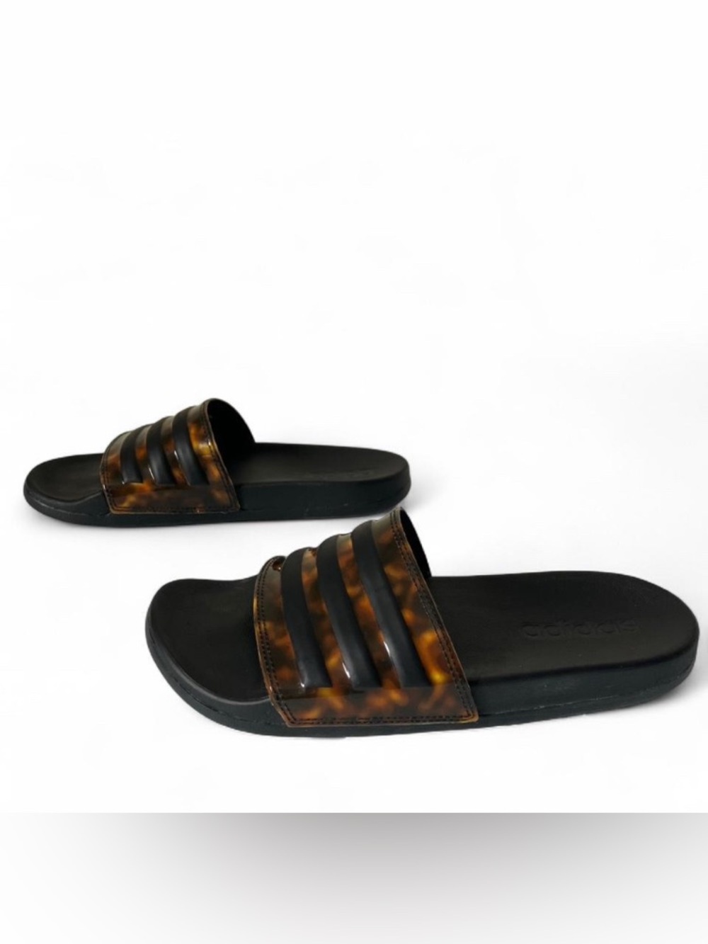 Adidas Adilette Comfort Slides Core Black and Tortoiseshell size 6 - Picture 3 of 8